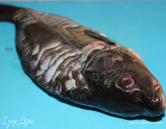 Чем крупнее рыба, тем крупнее у нее кости и тем легче извлечь их во время еды.
Карпа очистить от чешуи, удалить  внутренности и жабры, хорошо промыть и обсушить.