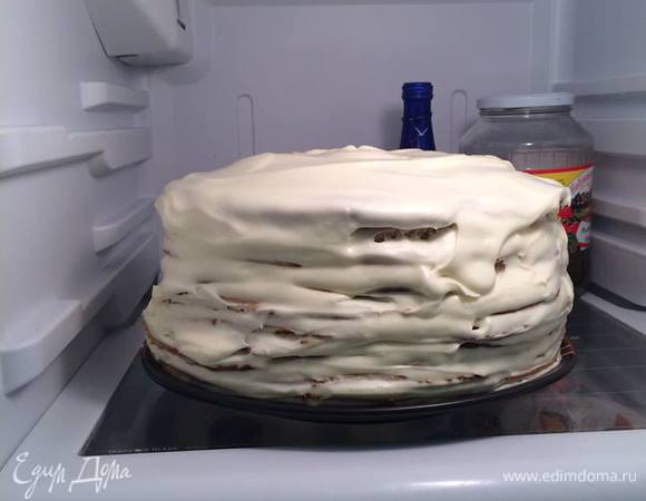 Далее убрать в холодильник в предвкушении утра. 
Ну и затем можно завершать работу присыпать крошкой от обрезков неровности.