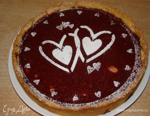 Вынуть из духовки, пусть постоит остынет, затем украсить. Пирог готов. Смачного :)