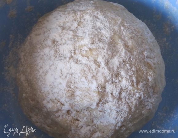 Тесто слегка присыпать мукой, накрыть полотенцем и поставить в теплое место на 1 час.