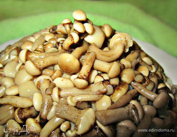 Сверху дополнительно можно украсить грибочками.