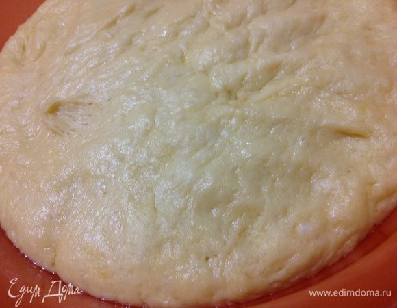 Через 1.5 часа тесто хорошо поднялось....