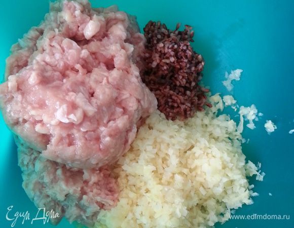Добавляем фарш, специи, соль, хорошо перемешиваем.