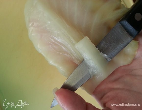 Срезаем уплотнение листа, начать лучше от основания, (не совсем верная фотография сделана мною). Иногда этого не требуется.