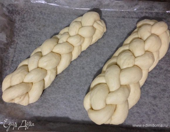 Готовую халу положить на противень, смазанный растительным маслом. Поставить на расстойку на 1 час. Затем смазать желтком. Выпекать в духовке 40 минут. Первые 8-10 минут при температуре 220°C, затем уменьшить температуру до 180°C. Если хала сильно подрумянилась уменьшить температуру до 160°C.