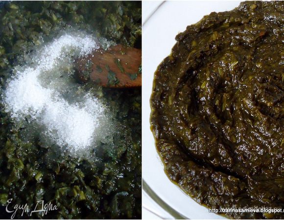 Выложить на сковороду и протушить  до мягкого состояния. В конце добавить сахар, хорошо перемешать. Остудить. Вот такой он получается в итоге, не шибко красивый.



