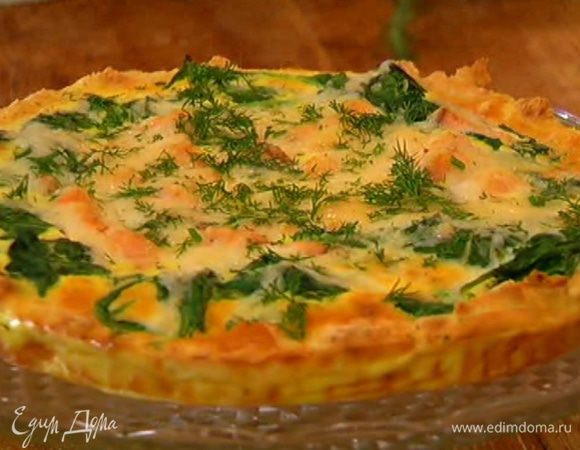 Готовый киш посыпать оставшимся укропом.