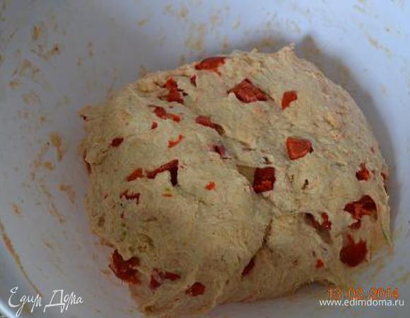 ...тщательно вмесить до полного соединения, накрыть и оставить в тепле на 1-1,5 часа до увеличения в объеме.