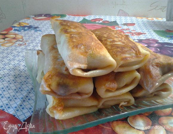 Таким образом свернуть все блинчики и обжарить со всех сторон.
Приятного аппетита