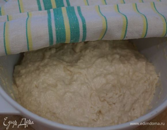 Размешать, накрыть, оставить на 1,5 - 2 часа в теплом месте подходить.