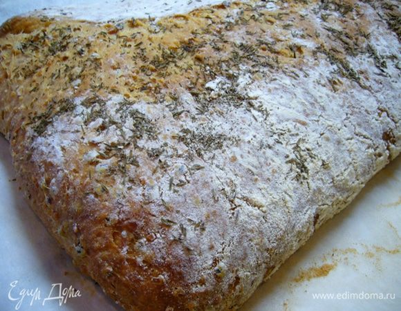 Духовку разогреть до 220 град.
Посыпать буханку тимьяном и выпекать 45 мин.
