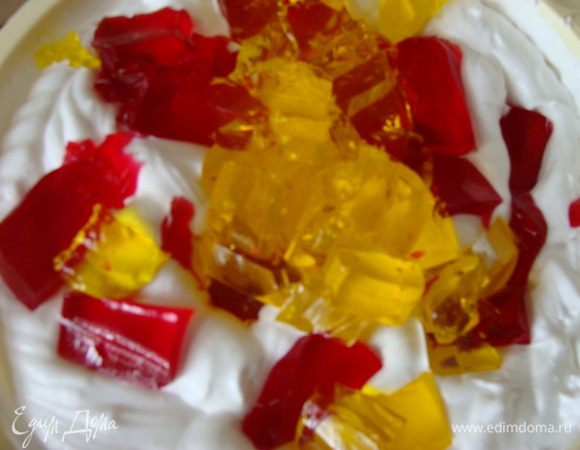 Смешать с разноцветным желе.