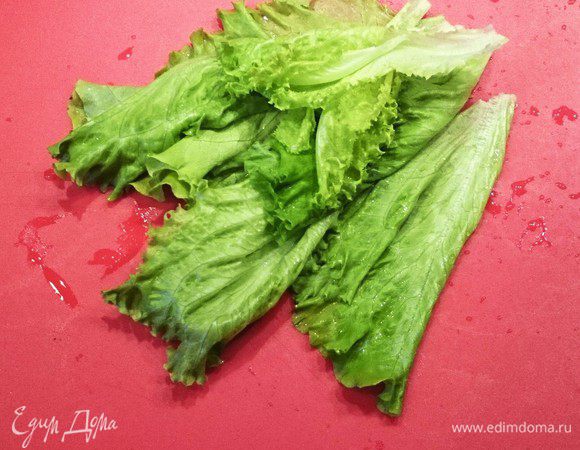 Листья салата промыть и дать стечь воде. На тарелку выложить пару листьев салата, яблоко и кабачок и снова повторить слои. Выложить творожный шарик. Присыпать кунжутом и перцем. Взбрызнуть салат бальзамическим уксусом и оливковым маслом. 