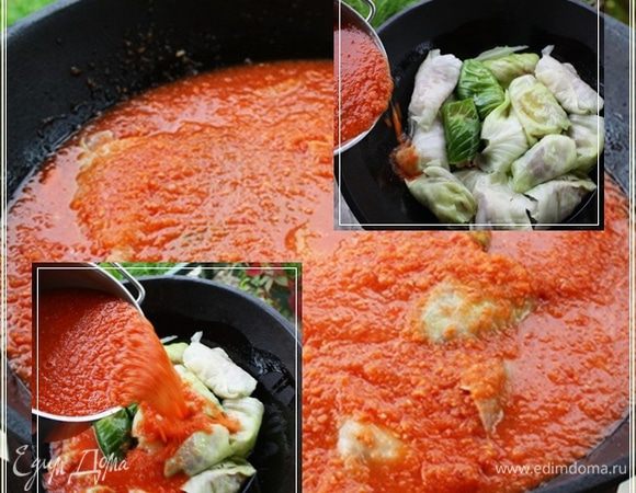 А потом этим соусом содержимое казана залил. И все. Остальное предоставляем казану и дровишкам, которые гореть под казаном будут.