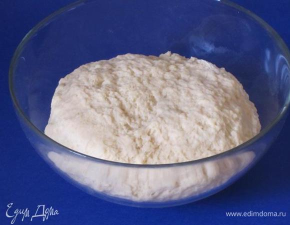 Добавить в смесь желток 1 яйца и соль. Всыпать оставшуюся муку, хорошо перемешать. Вымешивать 10 минут.