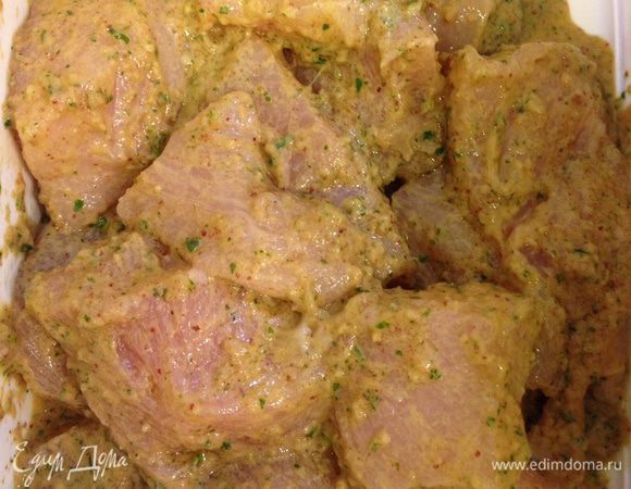 Разогреть духовку на режиме гриль до 220-230 градусов. 
Взять форму для выпекания или противень так, чтобы шпажки можно было положить на бортики.  Смазать его маслом!
Кусочки курицы надеть на шпажки оставляя небольшое пространство между ними! 
Подвесить шашлычки над формой на бортики, сбрызнуть их маслом и поставить запекаться под гриль.  Минут на 20-25. 
Через 15 минут шашлычки нужно будет опустить в форму к этому моменту они должны уже быть наполовину готовы! Если необходимо можно еще добавить ореховый соус!