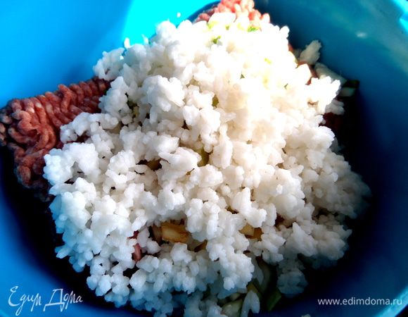 у меня оставалась порция риса готового,тоже добавила.