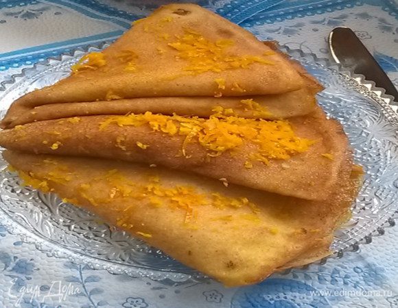Подавать блинчики теплыми, посыпав стружками апельсиновой цедры.
Bon appetit!