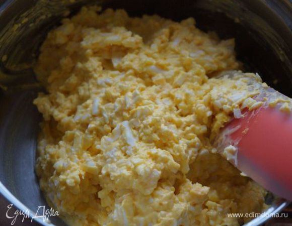 Посолить по вкусу, добавить щепотку паприки, сметану ИЛИ майонез, все перемешать