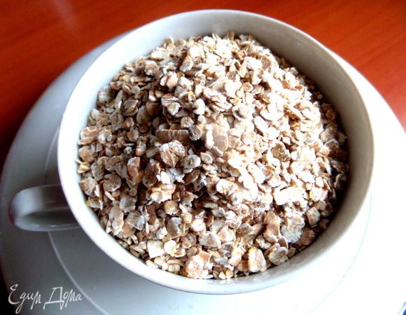 По рецепту нужна чашка овсяных хлопьев, получилось 120 г.