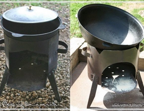 Ну вот. С продуктами закончили. То есть – все необходимое подготовили.

Часть II.  Посуда и всякое такое, без чего никак.…

Готовим на открытом огне. В настоящем чугунном казане. Ибо всё остальное – от лукавого. Я имею в виду посуду. На плите, поверьте, газовой ли, электрической можно приготовить нисколько не хуже. НО!!! В одном не просто уверен, а … в общем – КАЗАН.
Да, в принципе, можно приготовить и в кастрюле, и в противне даже …, но казан есть казан. И главное в казане, пожалуй, два момента. Форма. И материал. Предпочтительнее всего в виде чаши со сферическим дном и из чугуния, который из всех железов более всего подходит для воплощения казана «в жизнь».
Вот он. Чугунный, настоящий казан. Не старый, конечно, но что выросло, как говориться, то и выросло. Казан может быть установлен на печурку, так сказать, или таганок – как вам удобнее и привычнее/
