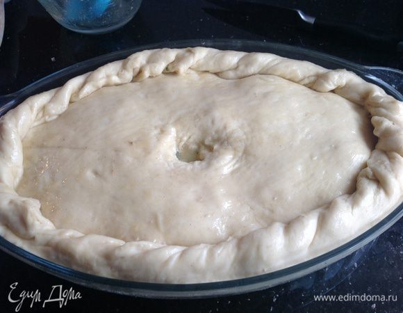 Продолжим: оставшееся яйцо взбейте и смажьте им пирог. Выпекайте 45-50 минут до золотистого цвета.