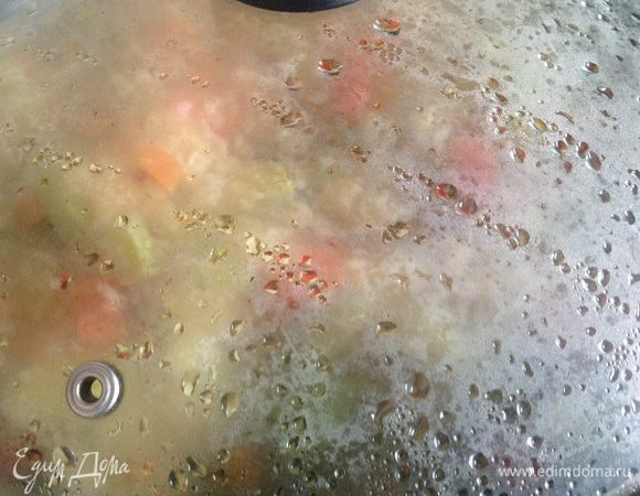 Накрыть крышкой и тушить 30 мин. на маленьком огне.