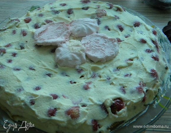 Потом опять крем, и 2-ой слой зефира.