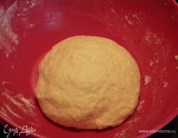 Замешиваем тесто, в теплое молоко кладем дрожжи и сахар  и перемешиваем, потом просеянную муку постепенно вводим и вымешиваем минут 15. Оставляем на 30 мин.