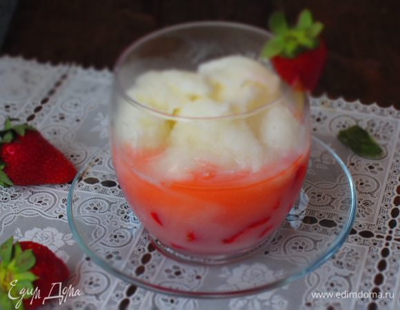 Сверху выложить сорбе.Приятного аппетита:))