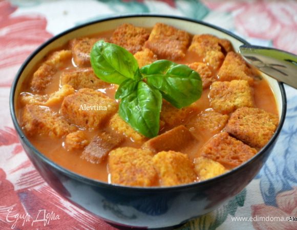 Подаем с готовыми крутонами из поленты. Или делаем сами в духовке, с оливковым маслом и пармезаном, солью и перцем. Приятного аппетита..
