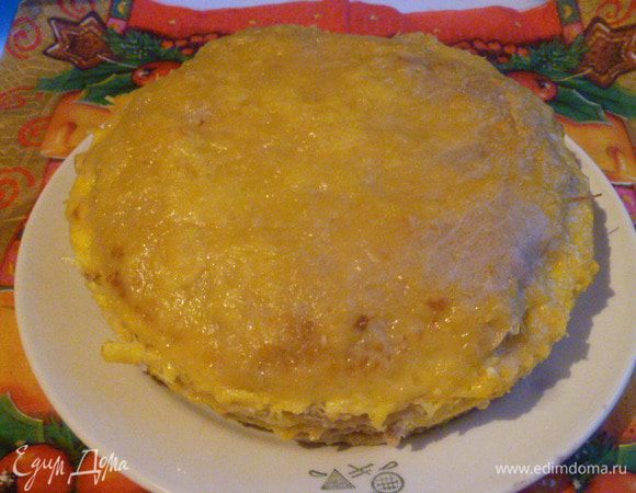 Дать полностью остыть. Перевернув, снять фольгу и вынуть из формы.