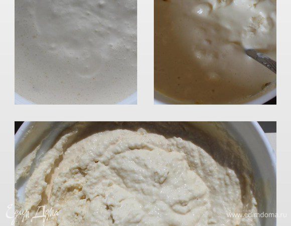 Выливаем в контейнер и ставим в морозильник.
По мере замерзания несколько раз тщательно разминаем мороженое вилкой для равномерного замерзания. Я сделала это 2 раза и через 5 часов мое мороженое было готово!!!.
