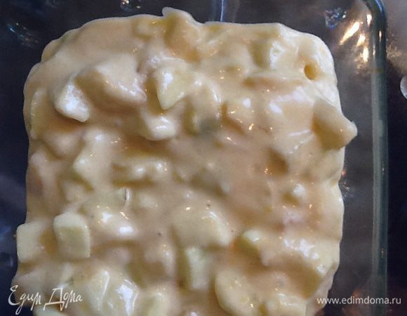 Перемешать с яблочной смесью и выпекать 35 мин при 200 градусах.