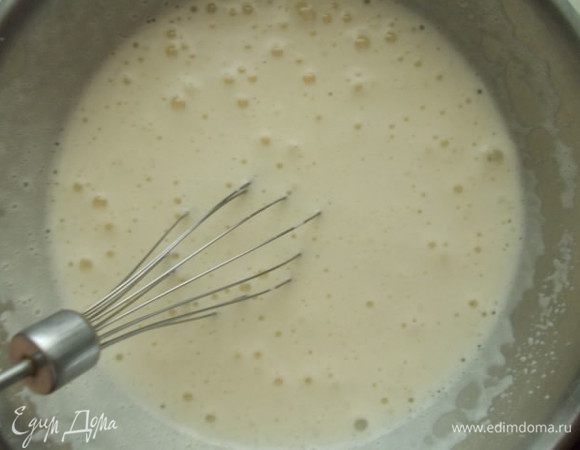 Взбивать до белого и пышного состояния,минут восемь.