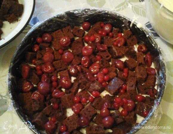 Продолжаем также.. В конце заливаем все кремом, встряхиваем чтобы заполнились все пустоты.