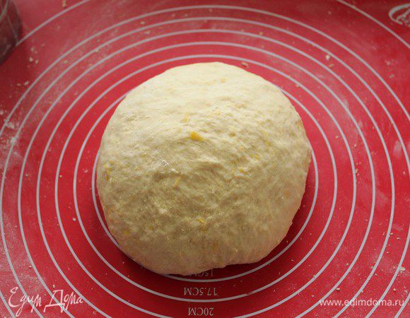 Тесто должно получиться мягким, не крутым, эластичным,   не липким. Скатать тесто и выложить в посуду , смазанную маслом, накрыть пленкой и дать подойти в теплом месте в течение часа. 