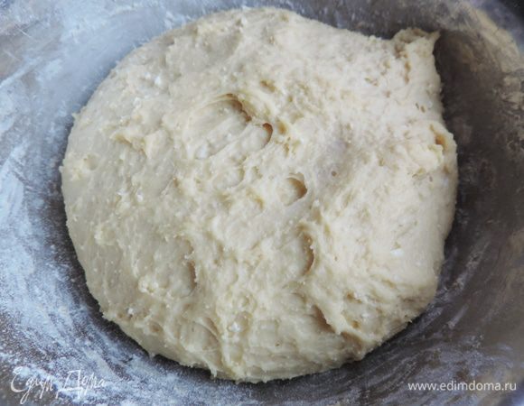 Собираем тесто в шар, кладем в мисочку, накрываем сухим чистым полотенцем, оставляем на расстойку на час-полтора до увеличения теста в два-три раза в объеме.  
