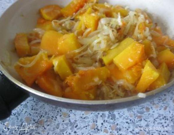 Тыкву нарезать небольшими кубиками , все соединить)
Остудить.