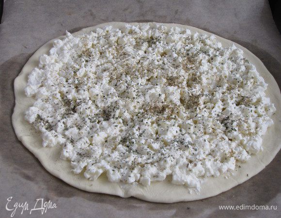 Посыпать орегано, сбрызнуть оливковым маслом.