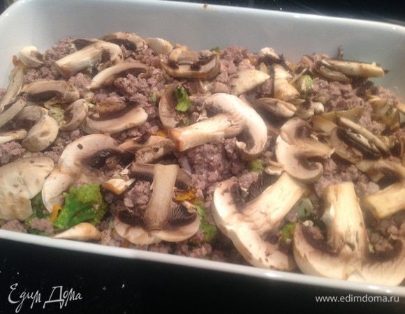 Тонко нарезанные шампиньоны...