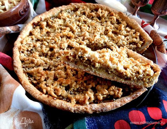 Пирог с овощами на песочно-овсяной основе готов! Берите кусочек)))