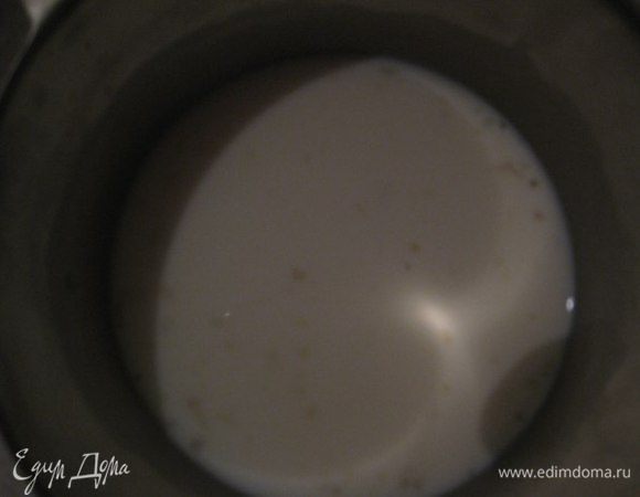 Желатин залить молоком и дать время набухнуть, где-то 40 минут. Поставить на огонь и прогреть до полного растворения, но не кипятить. 