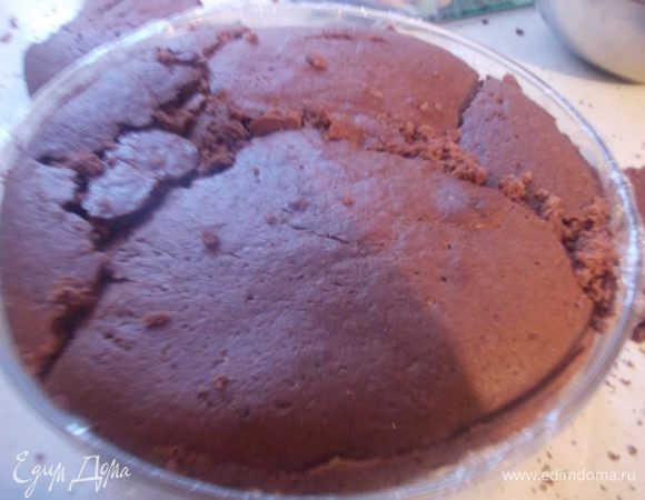 Закрываем сверху остатками бисквита,он у меня немного поломался....в спешке резала теплым....