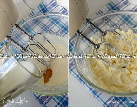 Добавить мед, соль и молоко. Затем мягкое сливочное масло и все хорошо взбить.