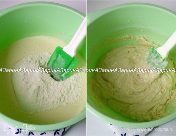 Добавить просеянную муку, перемешать.