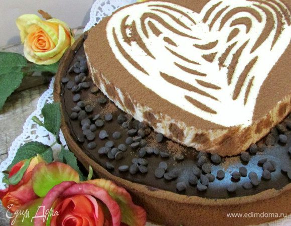 Когда кофейный ганаш хорошо застынет, аккуратно выложить на него мусс маскарпоне (хорошо застыл). Сверху посыпать какао. Украсить по своему вкусу.