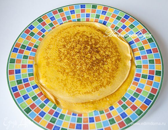 Готовые блины сложить в стопку, промазывая каждый блин растопленным сливочным маслом. Подавать горячими. ENJOY!