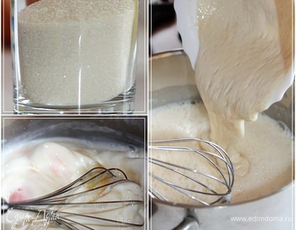 Три четверти стакана сахара и хорошо перемешиваем. Взбиваем практически.
Потом выкладываем туда же опару заквашенную.