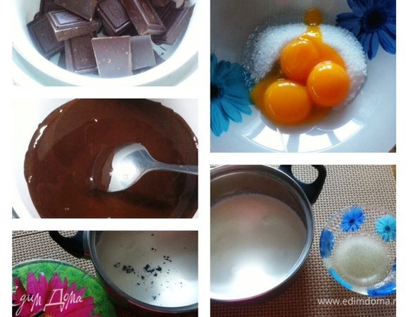 Для приготовления cremeux все необходимое готовим заранее:

1. Шоколад поломать и растопить в микроволновке или на водяной бане.      
2. Молоко соединить со сливками, семена ванили добавить в молоко.                                                                                                                  3. Желатин замочить в холодной воде. 
4. Желтки растереть с сахаром.
5. Молочную смесь довести до кипения, небольшим количеством молока залить желтки с сахаром, вернуть молочно-желтковую смесь в горячее молоко и варить на маленьком огне, постоянно интенсивно мешая силиконовой лопаткой или венчиком. Необходимо следить, чтобы смесь не пристала ко дну. Сразу же процедить в другую посуду, чтобы прекратить нагревание, добавить отжатый желатин, размешать до его растворения.
6. Постепенно, в 3 приема, добавить крем Anglaise*  в растопленный шоколад, перемешивая круговыми движениями силиконовой лопаткой до получения эмульсии. Я воспользовалась блендером. Закрыть пищевой пленкой, остудить, поставить в холодильник на ночь.